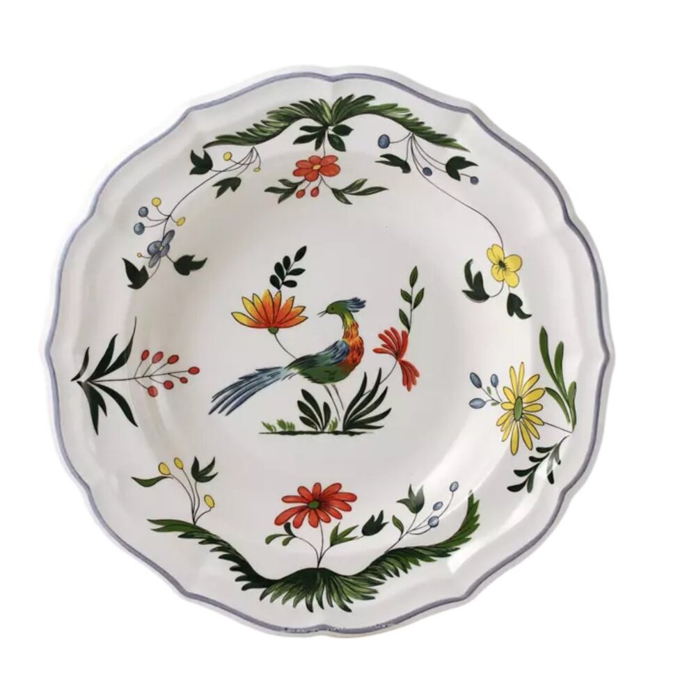 Gien Soup Plate Dinner Scalloped Oiseaux Paradis 22.5 cm (4 available)